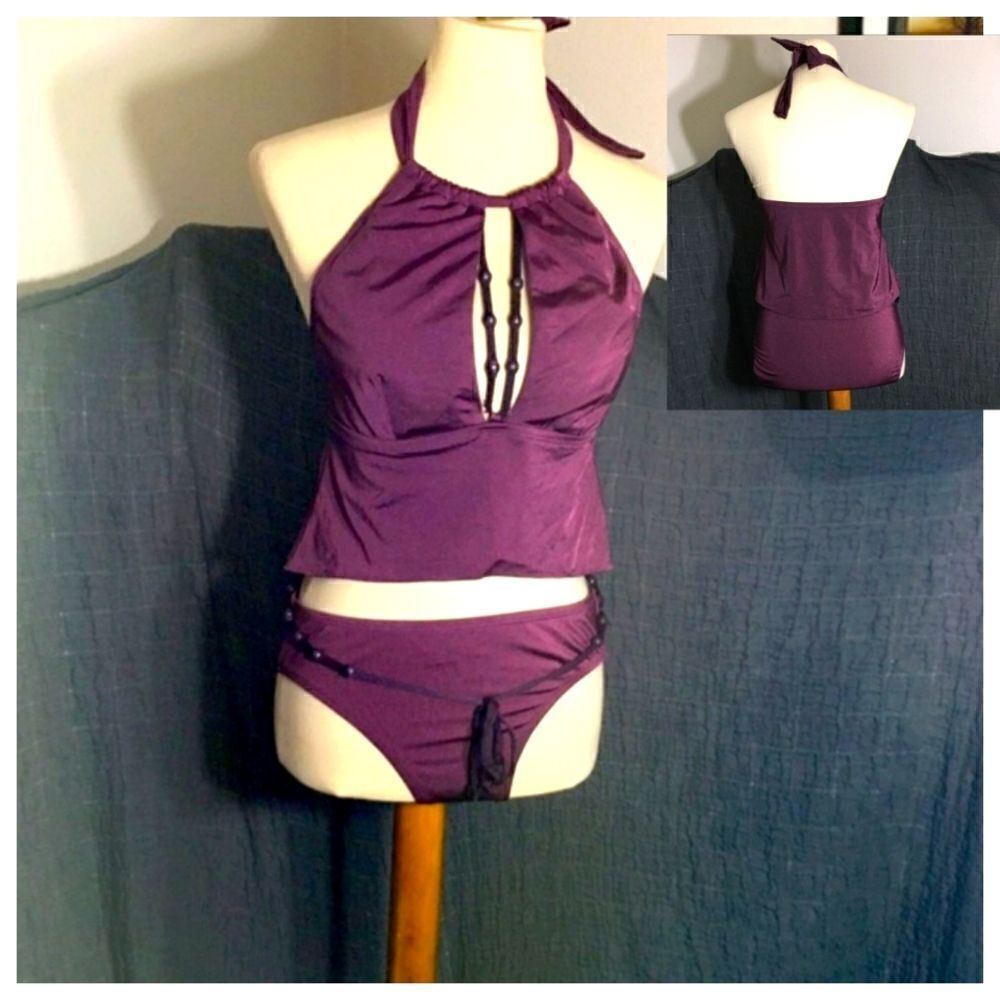 Perry Ellis Burgandy Tankini Size M/L